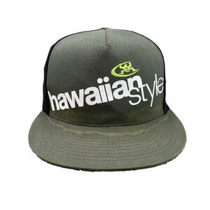 HAWAIIAN STYLE The Classics Hat Cap Snapback Black Trucker HI Flag Print Islands